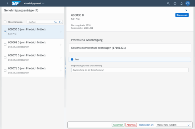 clavisApproval - Detail clavisApproval - Genehmigungsworkflow zu clavisAssetory - Detailansicht
